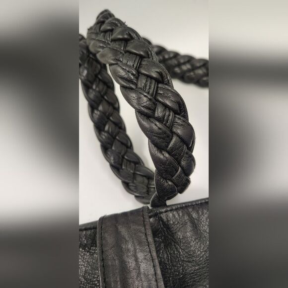 J J Winters Black Fringe Leather Boho Bag Vintage - Picture 7 of 16